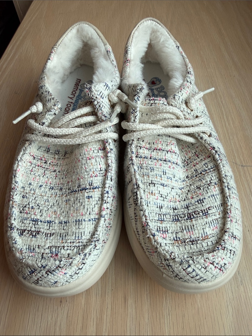 🔥 HOT DEAL BOBS Skechers Cream Tweed Lace-Up Sneakers with Multicolor.. So Cute! - Picture 5 of 13